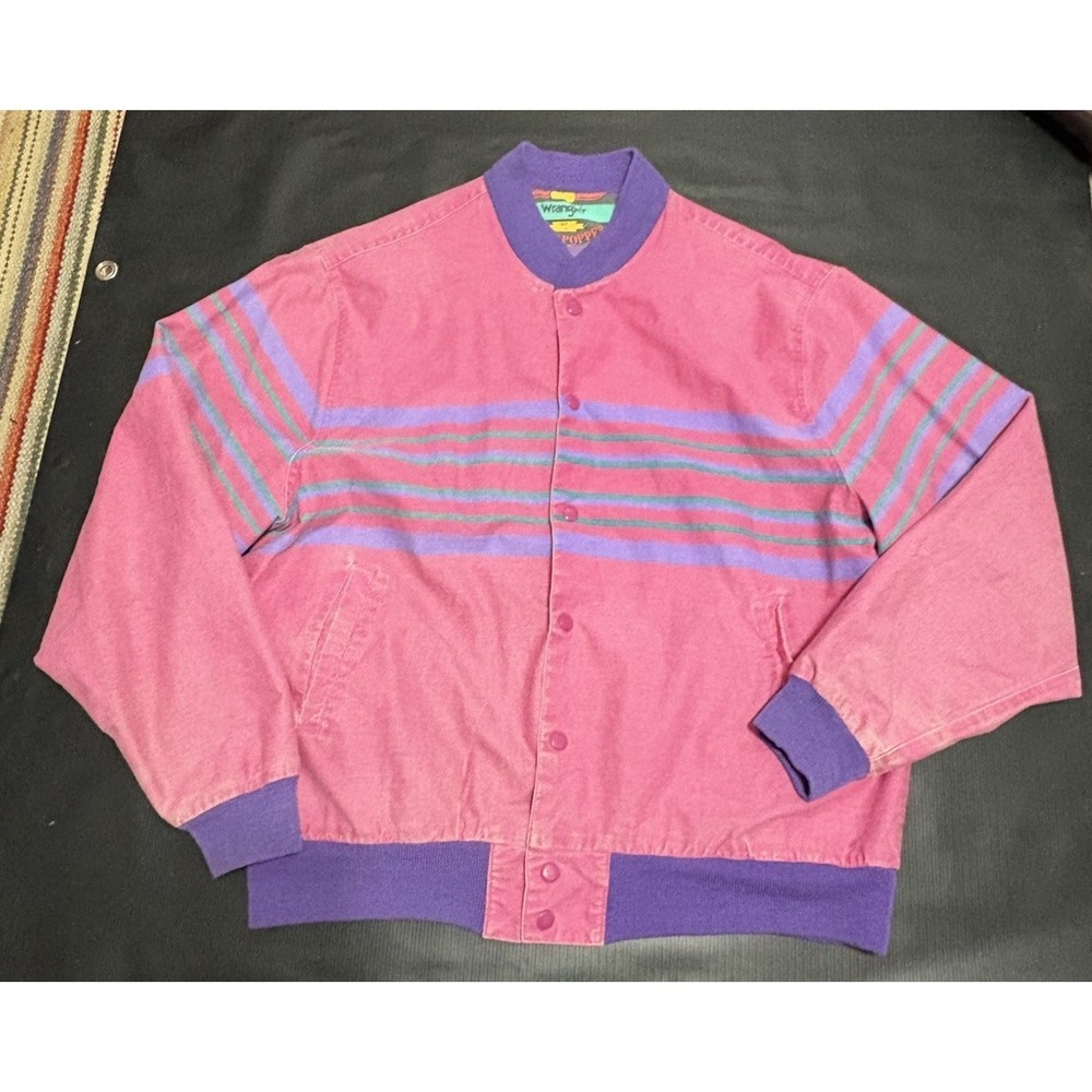 Vintage Wrangler Brushpopper Jacket Mens XL Pink Cowboy Western Cowpoke Cowgirl